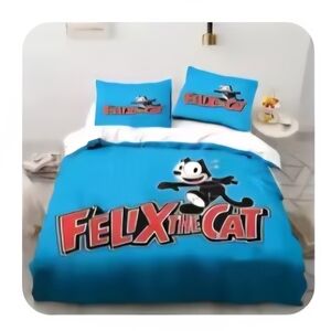 Queen Size Felix the Cat Blue Duvet Cover Set And Felix Curtain Panels